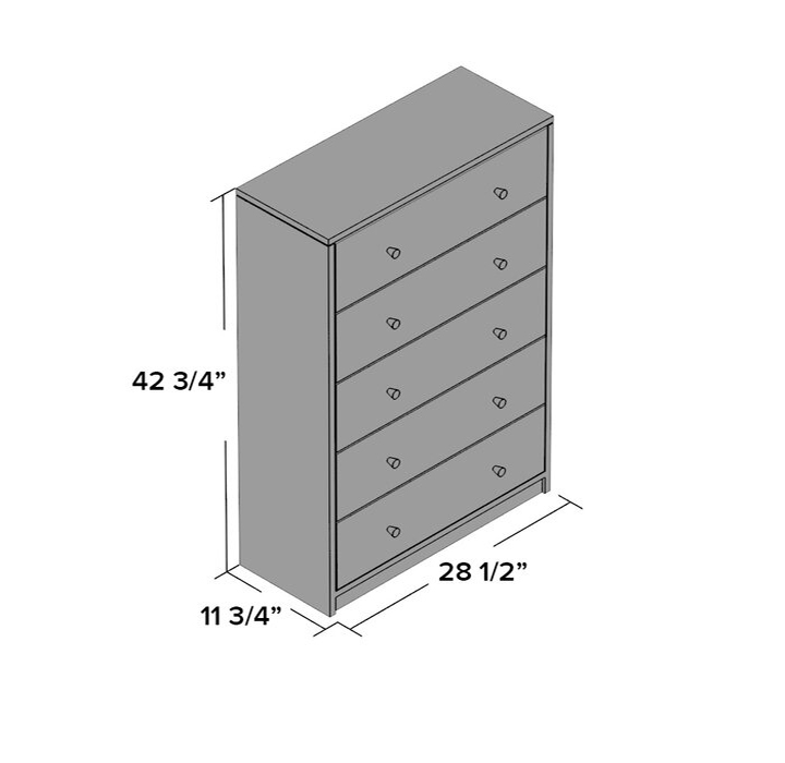 Mô tả chi tiết về sản phẩm tủ quần áo 5 ngăn kéo nút trắng - TQA-004