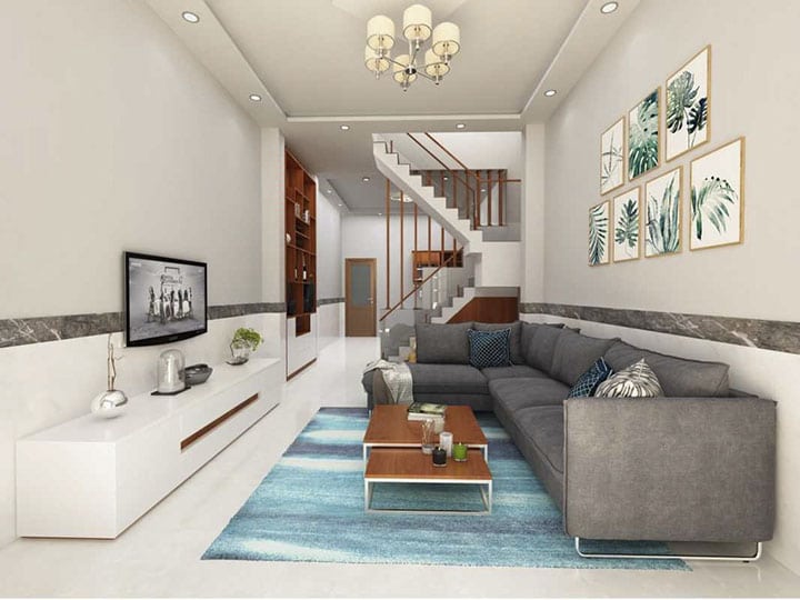 mẫu thiết kế nội thất phòng khách nhà ống đẹp hút hồn 2021