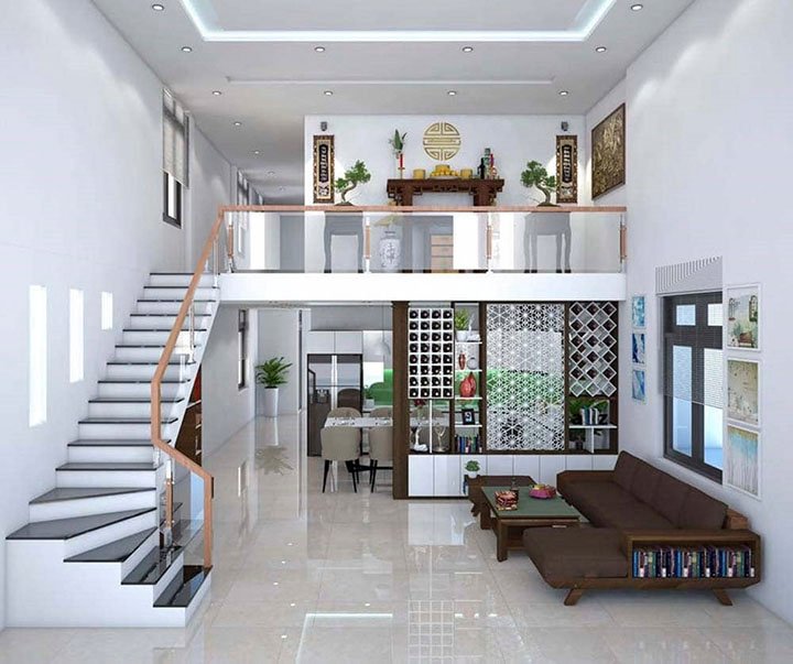 15 mẫu nội thất phòng khách có cầu thang thời trang hiện đại